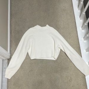 White Cropped Turtle Neck Hollister Sweater
